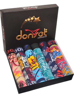 Donset İç Giyim Erkek Desenli Boxer - 6'lı Özel Kutusunda