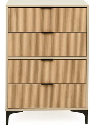 Just Home Prestige 4 Çekmeceli Şifonyer - Vizon / Yunus - 70  cm