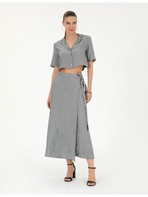 Pierre Cardin Kadın Gri A Kesim Dokuma Etek 50288866-VR024
