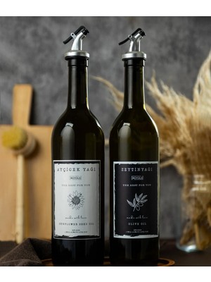 Büyülü Home 2 Li Amber 750 ml Ayçiçek Yağı Zeytinyağı Yağdanlık Şişesi Yağlık