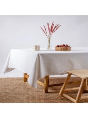 Premium Keten Beyaz (Düz) Masa Örtüsü