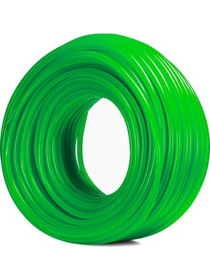Çelik Pvc Şeffaf Örgülü Hortum Yeşil Renk 1 " ( Iç Çap 25 Mm) 50 Metre