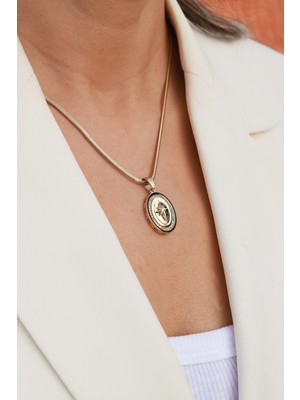 Aydın Kuyumculuk 14 Ayar Altın,oval Kutup Yıldızı Kolye AGKLY594