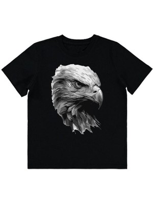 Çapıt Pamuklu Kartal Baskılı Beyaz Kısa Kollu Çocuk Tişörtü