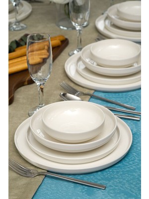 Heda Porselen Rüya Kırık Beyaz 24 Parça 6 Kişilik Porselen Yemek Takımı