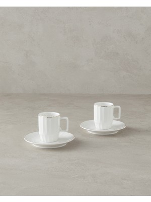English Home Angely 4 Parça Kahve Fincan Takımı Beyaz New Bone China Kulplu Desensiz