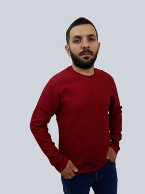 Daniel Milano Erkek Waffle Uzun Kol Kırmızı Sweatshirt