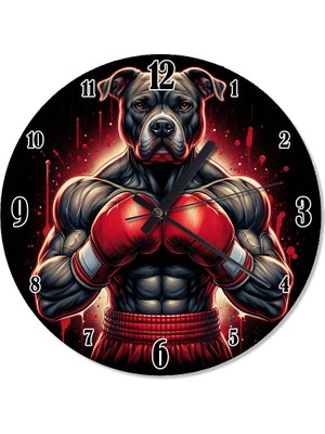 Tablomega Boksör Pitbull Köpek Duvar Saati Duvar Saati