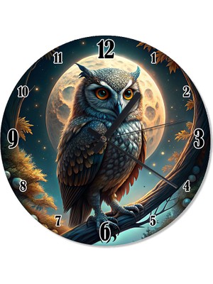 Ekart Baykuş ve Dolunay Analog Duvar Saati