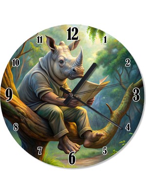 Karizma Tablo Kitap Okuyan Gergedan Mutafak Tipi Duvar Saati Duvar Saati