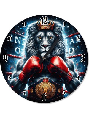 Karizma Tablo Kral Taçlı Boksör Aslan Akarlı Duvar Saati