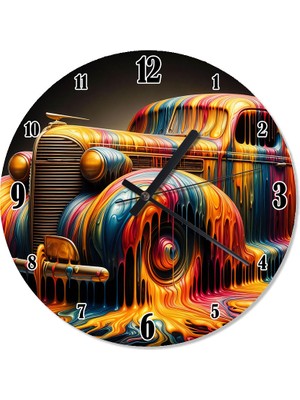 Karizma Tablo Klasik Retro Renkli  Araba Analog Duvar Saati
