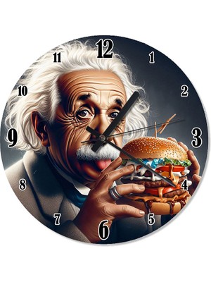 Tablomega Albert Einstein Hamburger Temalı Şekilli Duvar Saati
