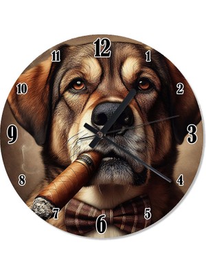 Tablomega Puro Içen Papyonlu Köpek Tasarım Duvar Saati