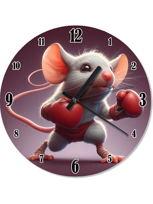 Tablomega Boksör Fare Dekoratif Duvar Saati