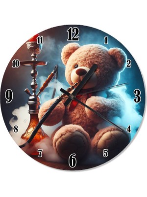 Karizma Tablo Nargile Içen Oyuncak Ayı Tasarım Duvar Saati