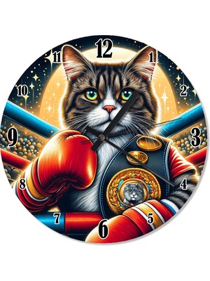 Ekart Boksör Kedi Dekoratif Duvar Saati