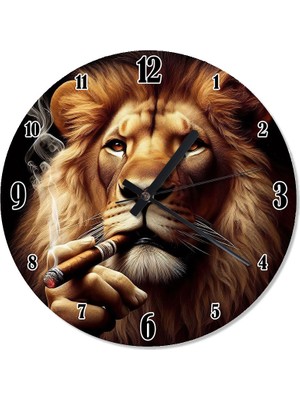 Karizma Tablo Puro Içen Asil Aslan Sessiz Duvar Saati