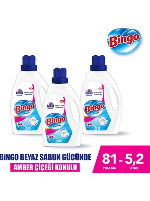 Bingo Sıvı Performans Çamaşır Deterjanı Amber Çiçeği 1755 ml 3lü