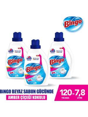 Bingo Sıvı Performans Çamaşır Deterjanı Amber Çiçeği 2600 ml 3lü