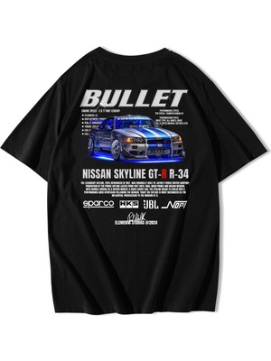 BRZ Collection Unisex Oversize Nissan Skyline Gt-R R-34 Bullet T-Shirt