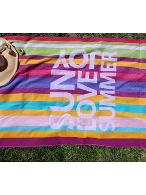 Baveno Home Pamuk Outlet 90X180 cm Desenli Kadife Plaj Havlusu