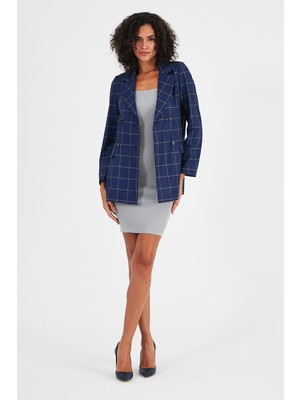 Alexander Gardi Ekoseli Astarsız Cepli Kruvaze Blazer Ceket (B24-00202)