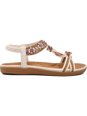 Voyager 9636 Beyaz Deri Kadın Sandalet Rahat Taban ve Şık Tasarım Özellikleriyle