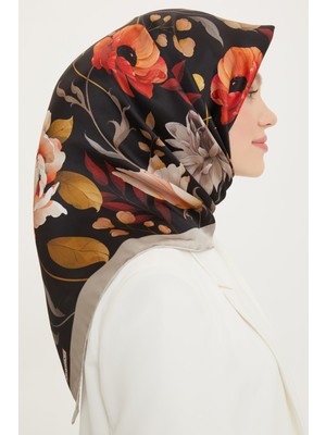 Armine Sport Twill Eşarp - 8740-06 Siyah Kiremit