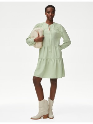 Marks & Spencer Saf Lyocell™ Uzun Kollu Mini Elbise