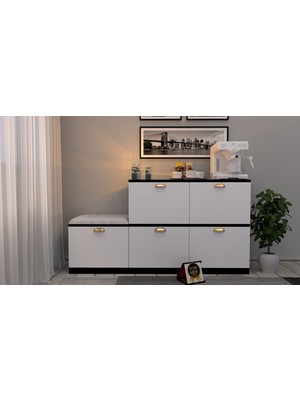 Enfa Store Puflu Kahve Köşesi  Mdf, Çok Amaçlı Dolap,mutfak Dolabı