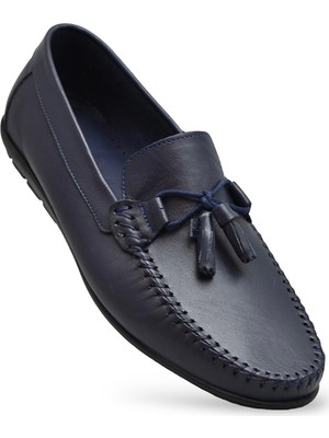 Ispartalılar 3287 Esnek Rahat Taban Lacivert Hakiki Deri Erkek Ayakkabı Yazlık Casual Laofer Erkek Ayakkabı