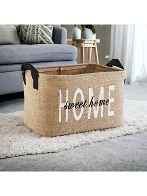 Rope Home Jüt Dolap Içi Çamaşır Çocuk Odası Oyuncak Düzenleyici Katlanır Saklama Sepeti Organizer 30X22X18