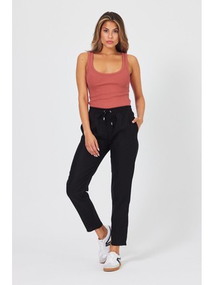 Vena Kadın Alian Siyah Beli Lastikli Beach Pantolon (Lyocell)