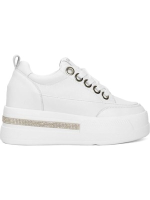 Bags Shoes Guja 25y492 Kadın Hakiki Deri Yüksek Taban Taşlı Sneaker Spor Ayakkabı