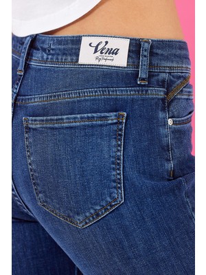 Vena Kadın Petra Dirty Dark Blue Boyfriend Jean Pantolon