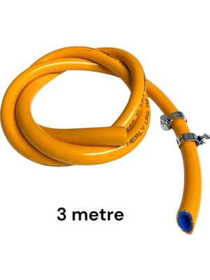 Campout Tüp gaz hortum orjinal 10mm, 3 Metre, 2 Kelepçe,TSE onaylı lpg gaz hortumu Aygaz milangaz her marka tüpe uygundur