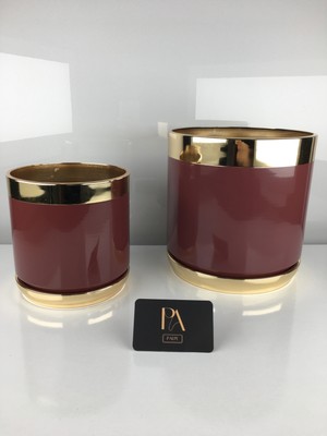 Palpe Ithal 2li Dekoratif Metal Saksı Orkide Biblo Obje Ev Aksesuar Masa Konsol Salon Ofis Dekor