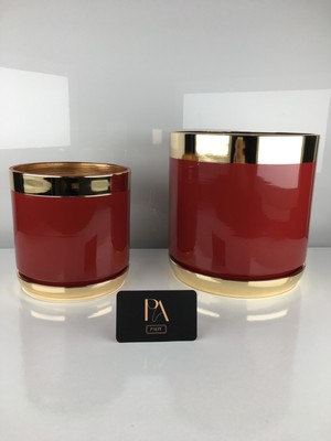 Palpe Ithal 2li Dekoratif Metal Saksı Orkide Biblo Obje Ev Aksesuar Masa Konsol Salon Ofis Dekor