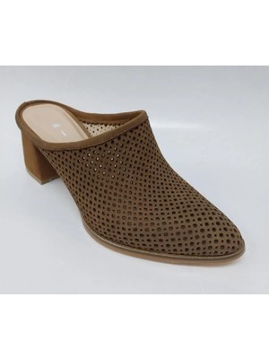 Bags Shoes Nish N338 Kadın Hakiki Deri Burnu Kapalı Topuklu Terlik