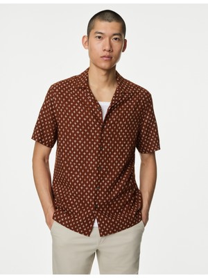 Marks & Spencer Regular Fit Kısa Kollu Keten Gömlek
