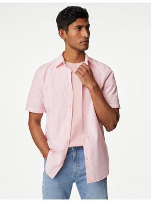 Marks & Spencer Saf Pamuklu Kısa Kollu Gömlek