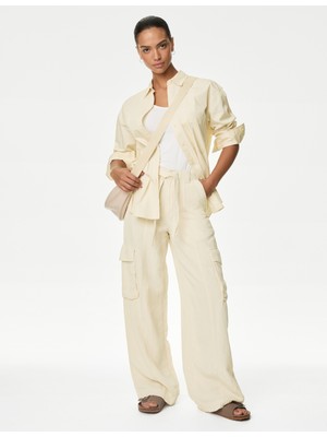 Marks & Spencer Wide Leg Keten Kargo Pantolon