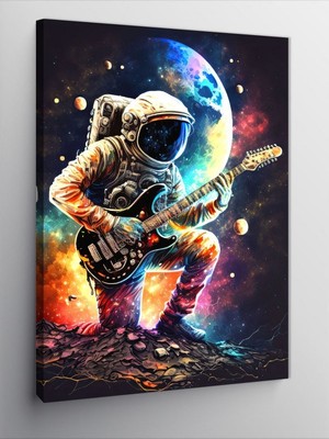 Tablomega Kanvas Tablo Uzayda Gitar Çalan Astronot