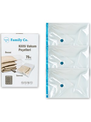 Family Co. Vakumlu Hurç Poşet Setleri Battal Boy 3 Adet 80X100 - 2 ADET 100 x 130 - 1 ADET