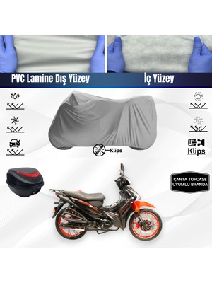Ultra Shop Arora Smart 50 x Motosiklet Branda Top Case Çanta Uyumlu Su Geçirmez Motor Branda