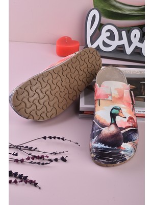Aziz Şahin Shoes 8083 Ördek Baskılı Konfort Sabo Terlik