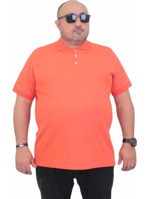 Moc Grande Mocgrande Erkek Büyük Beden Polo Yaka Mat Baskılı Tişört 24451 Nar Çiçeği