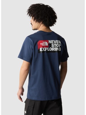 The North Face Lacivert Erkek Bisiklet Yaka Baskılı T-Shirt NF0A89538K21_M S/s Nse Graphıc Tee