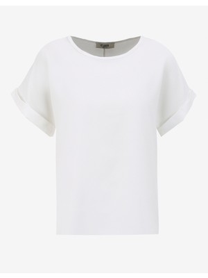 People By Fabrika Bisiklet Yaka Düz Beyaz Kadın Bluz SPBF4SL-BLZ5566